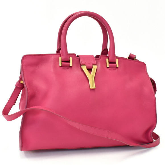 Saint Laurent Shoulder Leather Bag Y PARIS Pink Cabas - Picture 1 of 8
